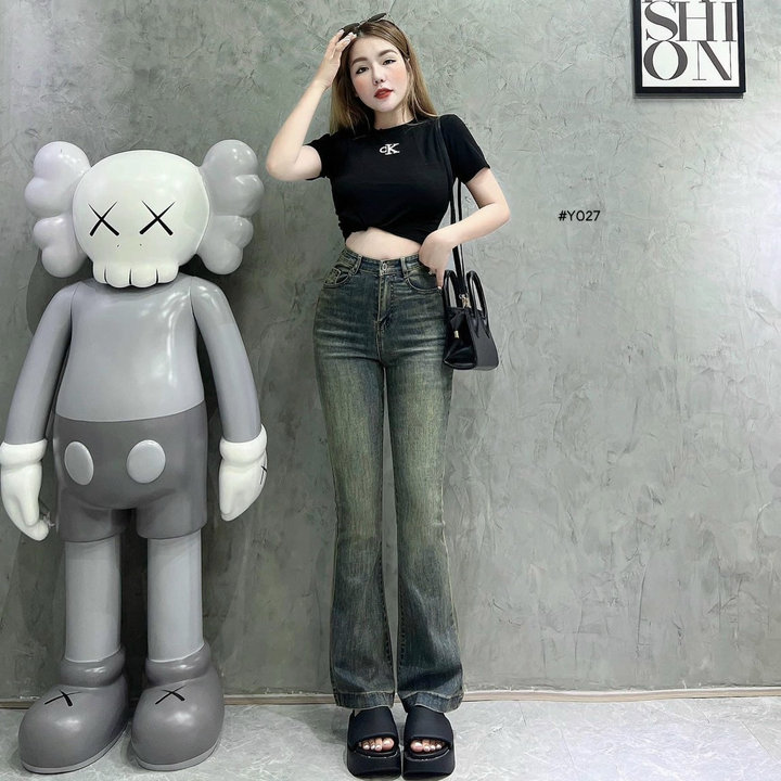 Quần Jean Nữ ống Loe Hàng Vnxk Cao Cấp Màu Bụi – Kim