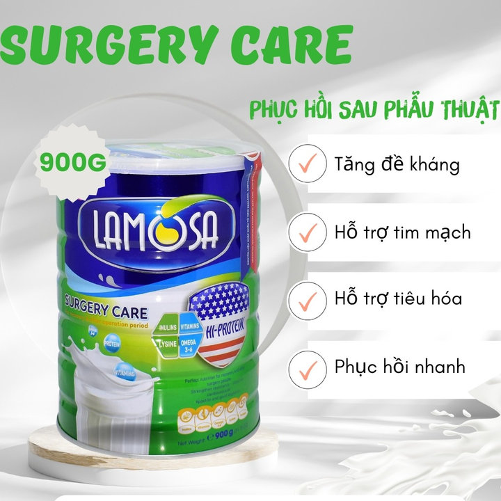 Sữa Y Tế Phục Hồi Sau Phẫu Thuật Dành Cho Người Bệnh Cần Hồi Phục Sức Khoẻ Lamosa Surgery Care 900g Hàng Xuất Khẩu