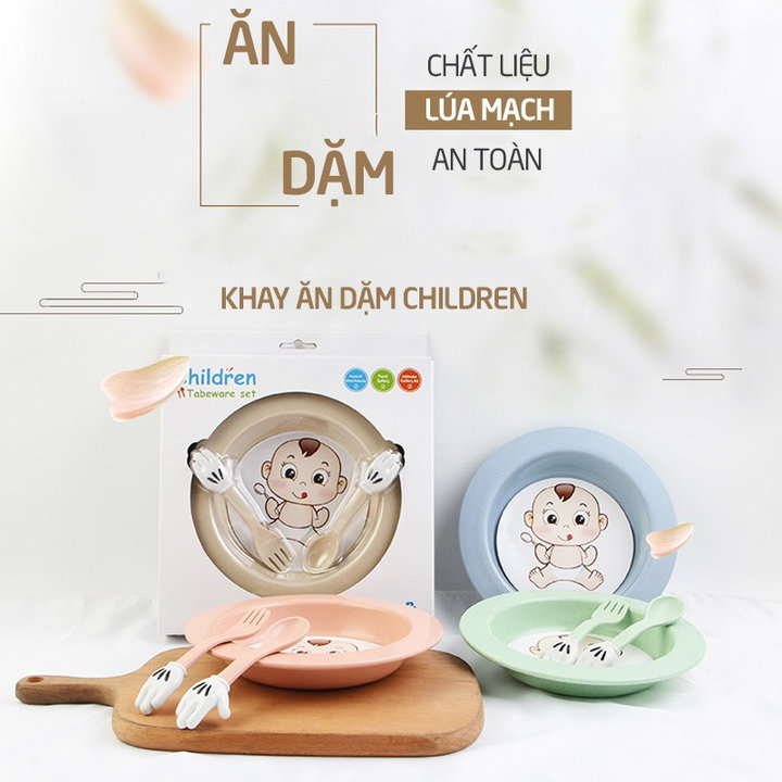 đĩa Kèm Thìa Dĩa Children Lúa Mạch An Toàn Cho Bé ăn Dặm 00566 – Lady’s Passion