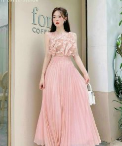 đầm Xòe Dập Ly Bèo Ngực Voan Chinfon Có Lót Sh110g- Sam Store