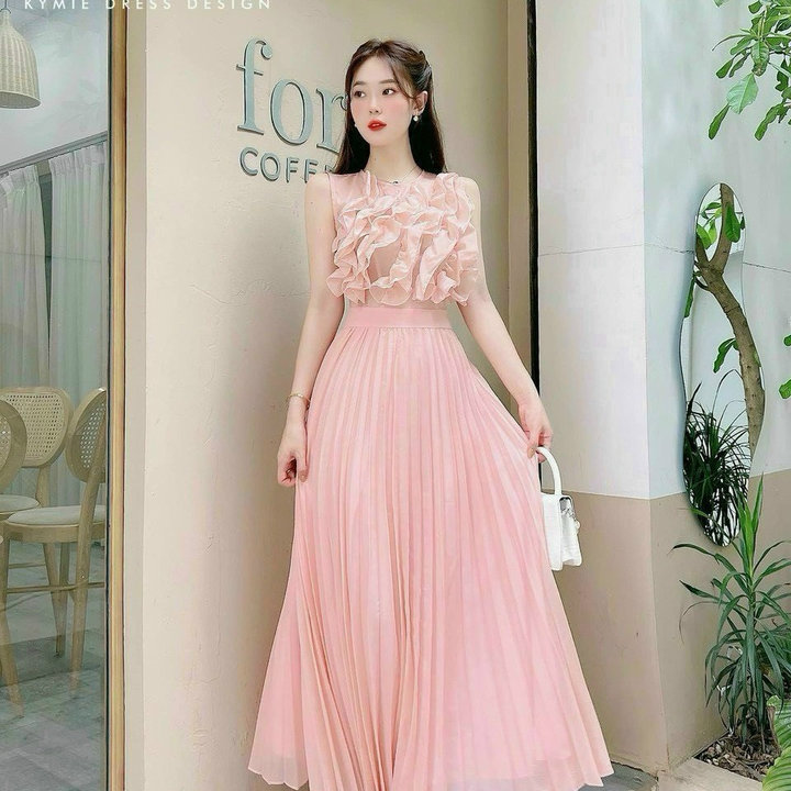 đầm Xòe Dập Ly Bèo Ngực Voan Chinfon Có Lót Sh110g- Sam Store