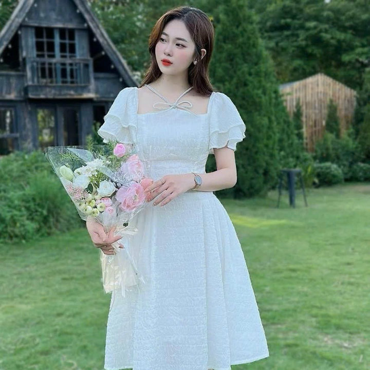 đầm Tay Bèo 2 Lớp Kèm Phụ Kiện Dây Cổ Bh100u – Nana House