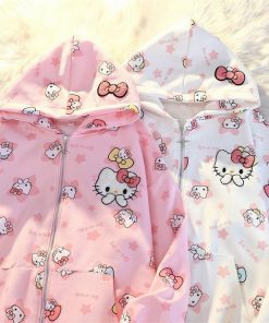 áo Khoác Nỉ Ngoại Khóa Zip Mèo Kitty Siêu Xinh – Kim
