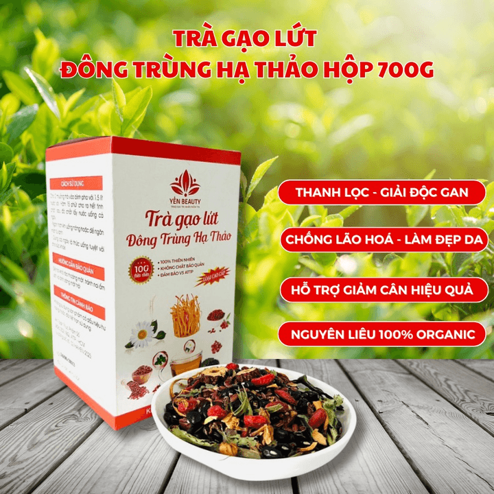 Trà Gạo Lứt đông Trùng Hạ Thảo Hộp 700g – Yến Beauty