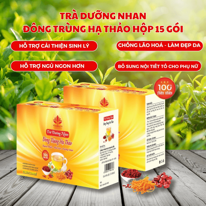 Trà Dưỡng Nhan đông Trùng Hạ Thảo Hộp 15 Gói – Yến Beauty