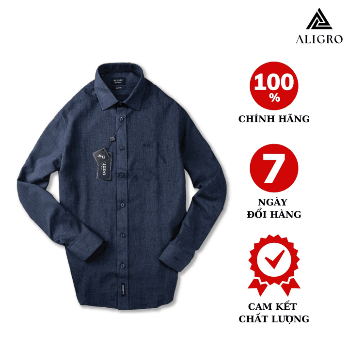 áo Sơ Mi Nam Công Sở Dài Tay Aligro Màu Navy Algs158 – Aligro