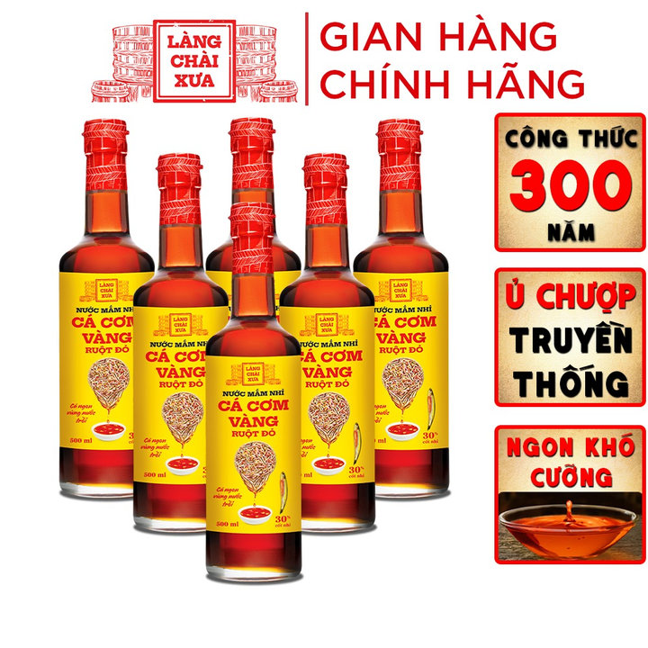 [thùng 6 Chai] Nước Mắm Nhỉ Cá Cơm Vàng Ruột đỏ Làng Chài Xưa 500ml Cá Cơm Vàng Ngon Vùng Nước Trồi 300 Năm Truyền Thống – Làng Chài Xưa