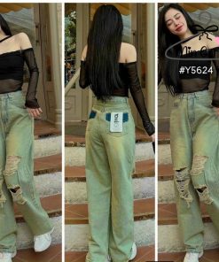 Baggy Jean ống Suông Lưng Cao Mq99 – Min Corner