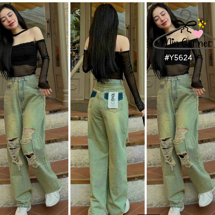 Baggy Jean ống Suông Lưng Cao Mq99 – Min Corner