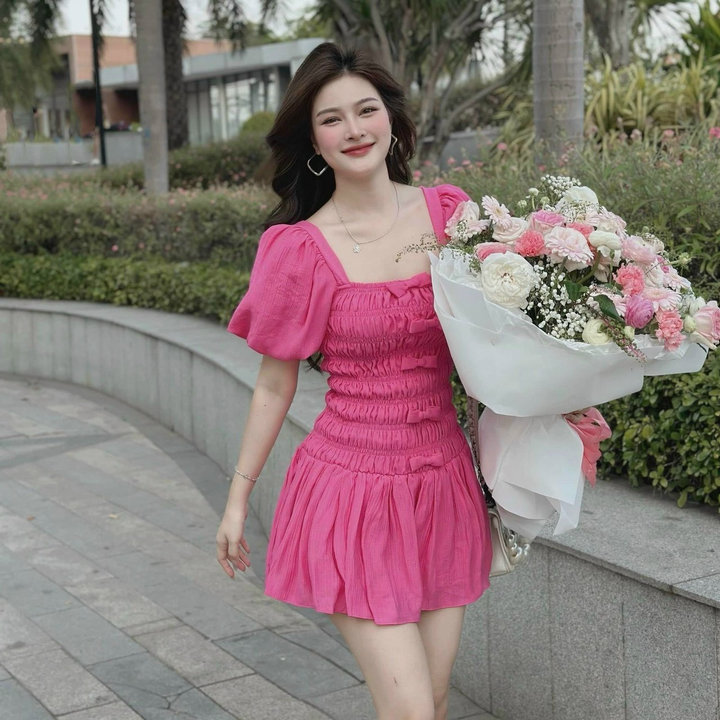 đầm Tay Phồng Gắn Nơ Mocking 2 Thân Bh95u- Nana House