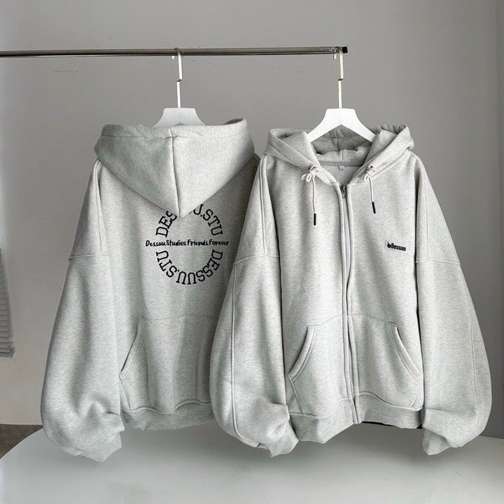 [có Sẵn] áo Hoodie Zip Khóa Kéo Dessu Tag Form Rộng Unisex Nam Nữ áo Khoác Nỉ Phá Cách