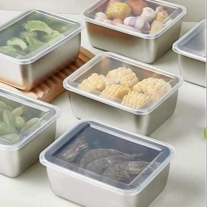 Hộp Lạnh Inox Có Nắp đựng Tiện Lợi Size 13,5×10,5×5,5cm