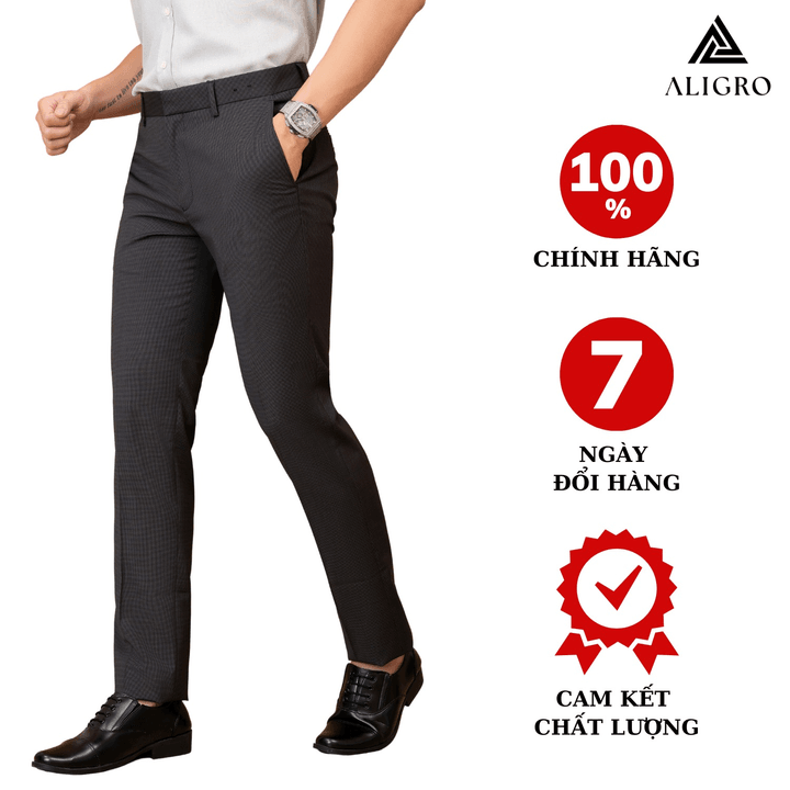 Quần âu Nam Aligro Màu Ghi Form Chuẩn Slimfit Vải Cotton Cao Cấp Cực Tôn Dáng, Lịch Sự Algo1028 – Aligro