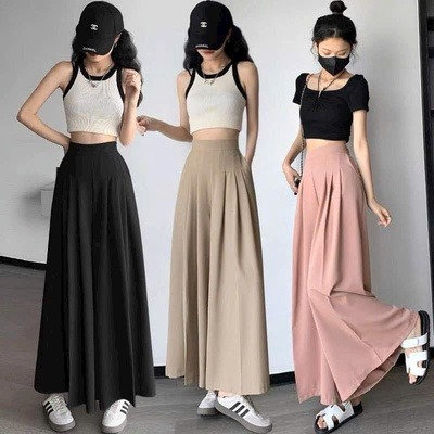 Quần Suông ống Rộng Xếp Ly Lưng Thun Cạp Cao (có Khóa Kéo) Gu609- Sam Store