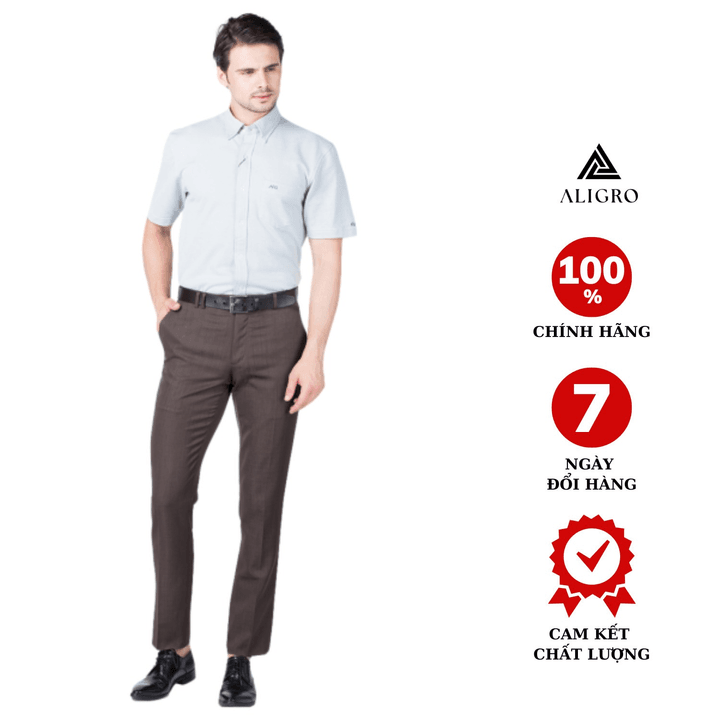 Quần âu Nam Aligro Màu Nâu Bò, Chuẩn Form Slimfit Vải Nano Cao Cấp, Tôn Dáng, Thoáng Mát Algo1013 – Aligro