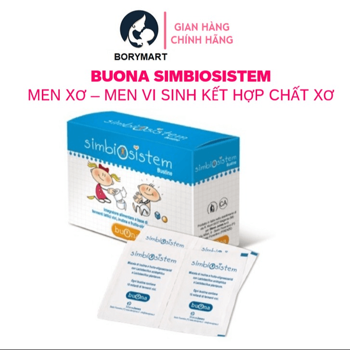 Men Vi Sinh Bổ Sung 10 Tỷ Lợi Khuẩn Và Chất Xơ, Giảm Táo Bón, Giúp ăn Ngon – Hộp 20 Gói 2g Buona Simbiosistem Bustine