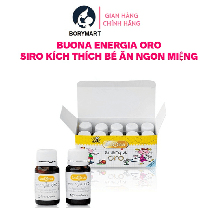 Siro ăn Ngon Buona Energia Oro, Tăng Chuyển Hóa Tự Nhiên Cải Thiện Biếng ăn ở Trẻ. Hộp 10 Lọ, Lọ 10ml, Tiện Dụng