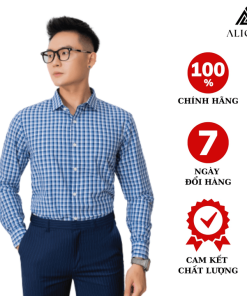 áo Sơ Mi Nam Dài Tay Aligro Chất Liệu Bamboo Cao Cấp Mềm Mịn, Kháng Khuẩn, Chống Tia Uv Kẻ Caro Xanh Algs215 – Aligro