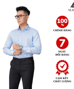 áo Sơ Mi Nam Dài Tay Aligro Cổ Bẻ Dáng ôm Body 100% Chất Cotton Xanh Phối Cổ Algs212 – Aligro