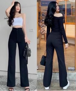 Quần ống Loe Loại 1 Nữ Chất Tuyết Mưa Có 2 Khuy
