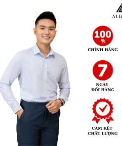 áo Sơ Mi Nam Dài Tay Aligro 100% Chất Liệu Bamboo Sợi Tre Sọc Caro Màu Xanh Cổ Bẻ Dáng ôm Algs220 – Aligro