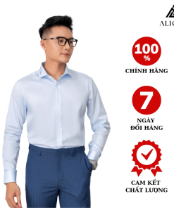 áo Sơ Mi Nam Dài Tay Aligro Cổ Bẻ Dáng ôm Body 100% Chất Cotton Chống Nhăn Xanh Algs217 – Aligro