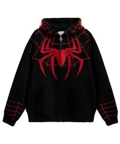 áo Khoác Nỉ Ngoại Xịn In Hình Mạng Nhện Khoá Kéo Trùm đầu Form Rộng Unisex Nam Nữ Tp94 – Golden Dream