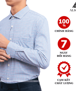 áo Sơ Mi Dài Tay Nam Aligro Kẻ Xanh Trắng Algs176 – Aligro