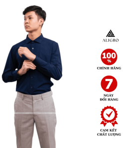 áo Sơ Mi Dài Tay Aligro Tím Than Form Slimfit Algs173 – Aligro