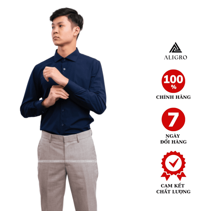 áo Sơ Mi Dài Tay Aligro Tím Than Form Slimfit Algs173 – Aligro