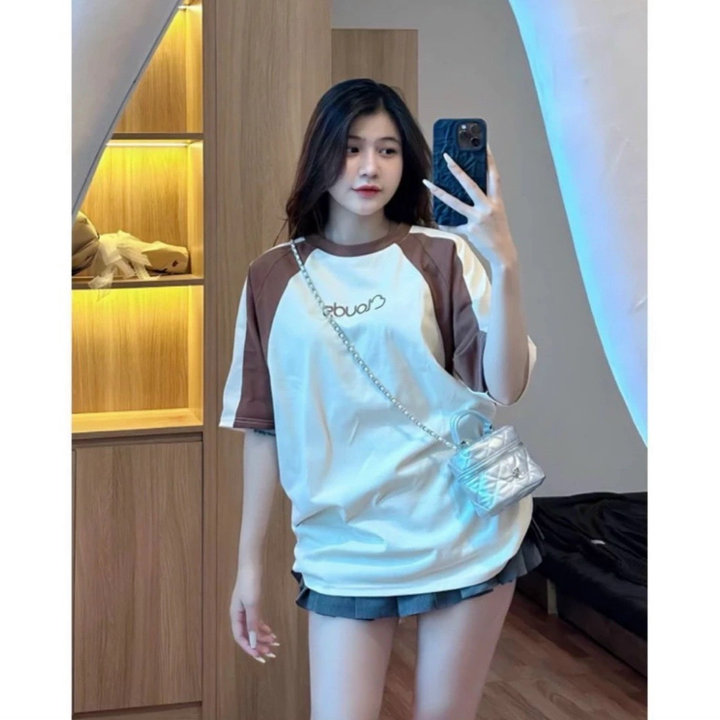 áo Thun Cotton 197 Cao Cấp Phối Màu Xinh Xắn Chữ Clouds – Kim
