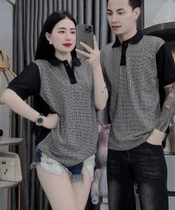 áo Thun Cổ Trụ Nam, Nữ Phối Tay đen – Soo1990