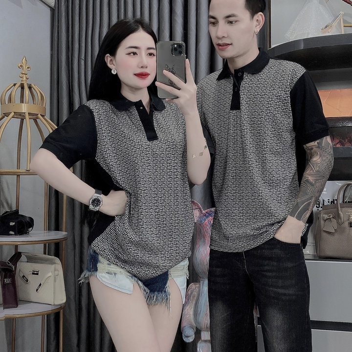 áo Thun Cổ Trụ Nam, Nữ Phối Tay đen – Soo1990