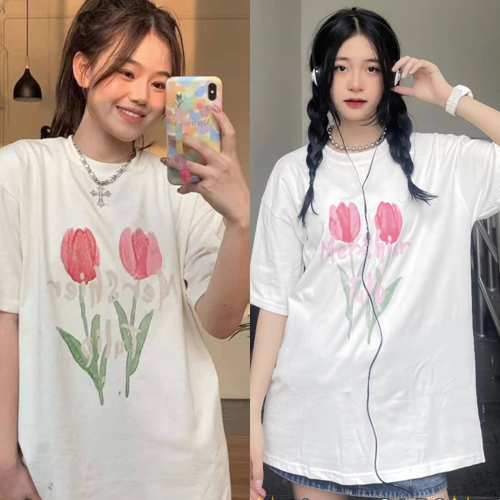 áo Phông Nữ Hoa Tuy Lip Trắng