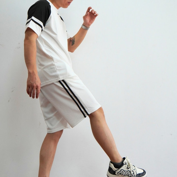 Bộ Thể Thao Cổ Tròn Nam Menswear Btt01 Phối Sọc Sắc Nét Tinh Tế Bộ Thể Thao Cotton Chéo Vải đanh Mịn Lên Form đẹp-tuto5