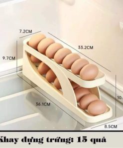 Khay đựng Trứng 2 Tầng Thông Minh Tự động Lăn Tiện Dụng