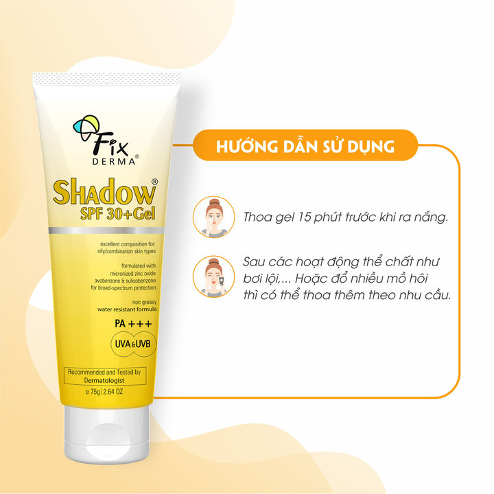 Gel Chống Nắng Dành Cho Da Mụn Shadow Spf 30+ Gel – Fixderma Tuýp 75g
