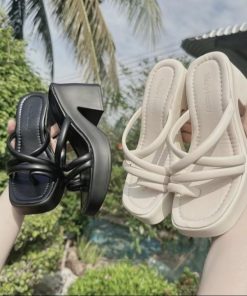 Dép Xuồng Nữ Xỏ Ngón đan Dây đế Pu 7 Phân Phối Quai Mềm Thời Trang Hè Larita 373