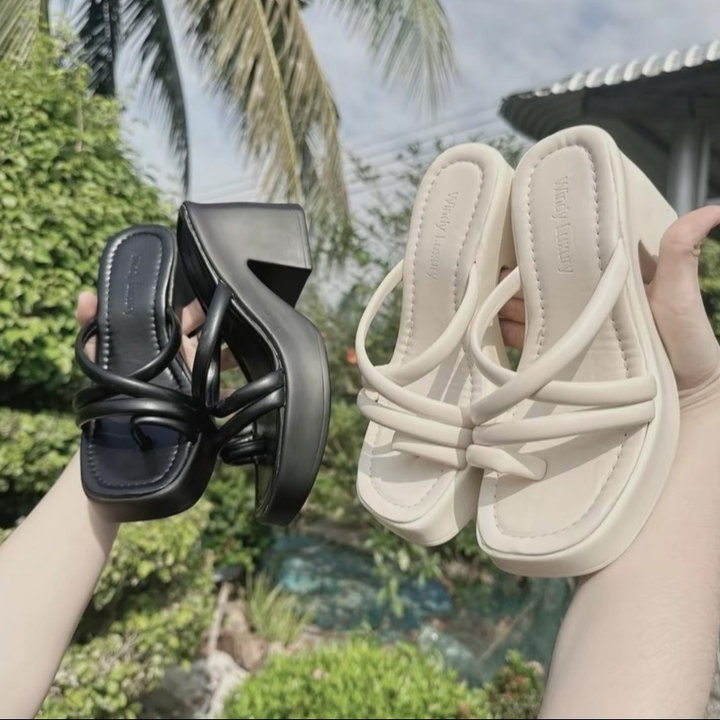 Dép Xuồng Nữ Xỏ Ngón đan Dây đế Pu 7 Phân Phối Quai Mềm Thời Trang Hè Larita 373