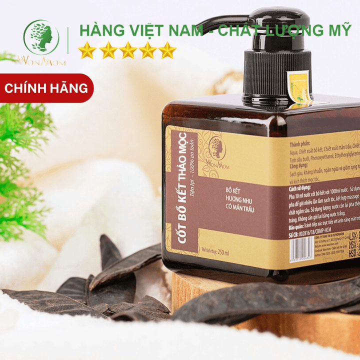 Cốt Bồ Kết Thảo Mộc Sạch Gàu Mọc Tóc Wonmom 250ml