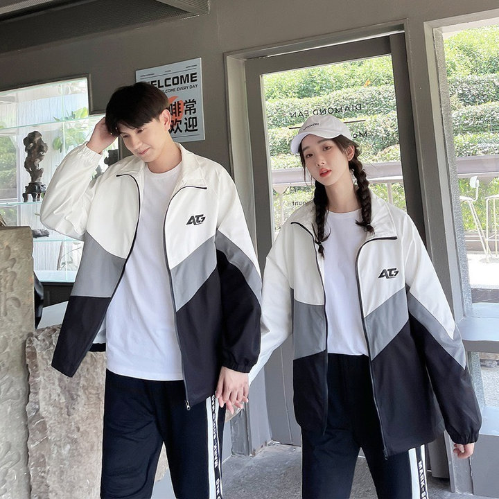 áo Khoác Dù Cặp đôi Nam Nữ Cổ đứng Họa Tiết At7 Phối Khóa Kéo -htm Fashion
