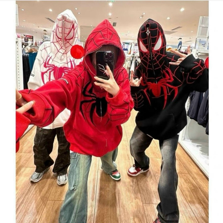 áo Khoác Người Nhện Nam Nữ Phối Khóa Kéo Full Nón -htm Fashion