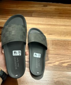 Dép Da Nam Burberry Quai Xám Xi Măng Cao Cấp, Mẫu Mới 2024