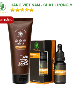 Bộ Dưỡng Da Mặt Organic, Làm Sạch Da, Ngăn Ngừa Mụn, Trắng Sáng Da Mặt Wonmom (1 Sữa Rửa Mặt + 1 Serum Vitamin C)