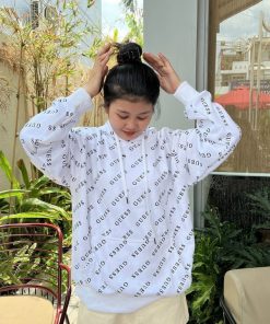 áo Hoodie Nam Nữ In Nhiều Chữ Guess Có Nón Chống Nắng -htm Fashion