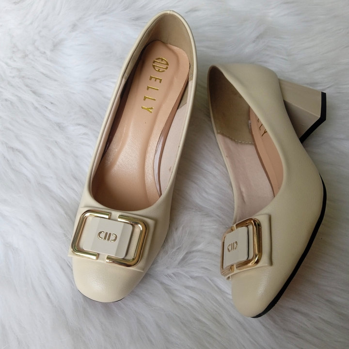 Giày Nữ Mũi Vuông, Gót Vuông, đế Cao 5 Cm, Siêu Xinh- Haanh