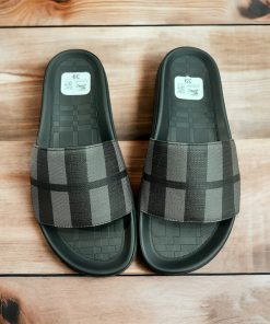 Dép Da Nam Burberry Quai Sọc Nâu Cao Cấp, Mẫu Mới 2024