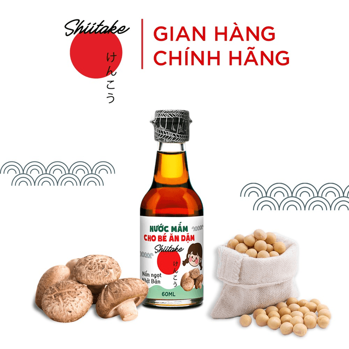 Nước Mắm Shiitake Cho Bé ăn Dặm Từ 6 Tháng Tuổi Làm Từ Nấm Ngọt Nhật Bản An Toàn Giúp Bé ăn Ngon Miệng, Kích Thích Vị Giác 60ml/chai – Làng Chài Xưa