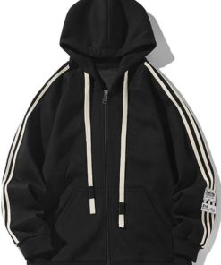 áo Khoác Unisex Nam Nữ Vải Nỉ Ngoại Trơn Phối Sọc Có Logo Tay Form Rộng đẹp Ut83 – Golden Dream