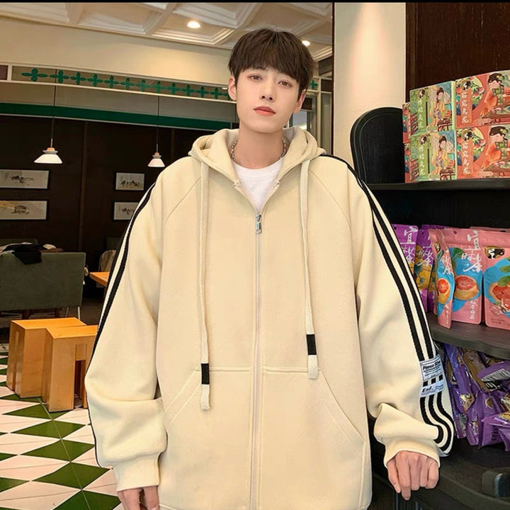 áo Khoác Nỉ Ngoại Dày Dặn Trơn Phối 2 Sọc Tay Thêu Logo Form Rộng Ut49 – Phương Store